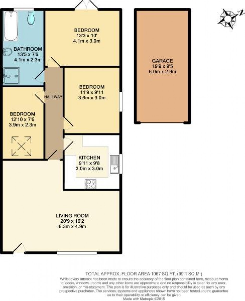 Floorplan for St. Davids Crescent, Aspull, Wigan, WN2 1SZ